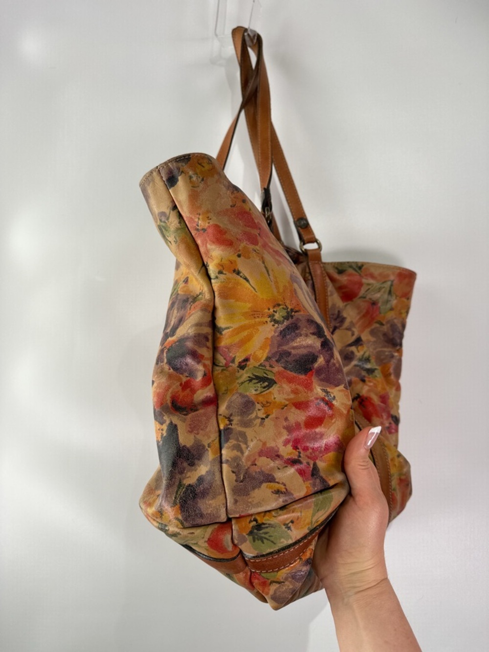 Patricia Nash Benvenuto Tote Studded Floral Leather Spring Multi Large - Picture 4 of 15
